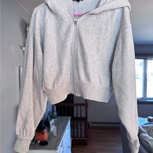 Express Light Gray Zip-Up Hoodie